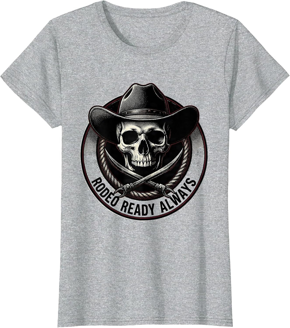 Rodeo Ready Always Cowboy Graphic Design T-Shirt - Heather Grey