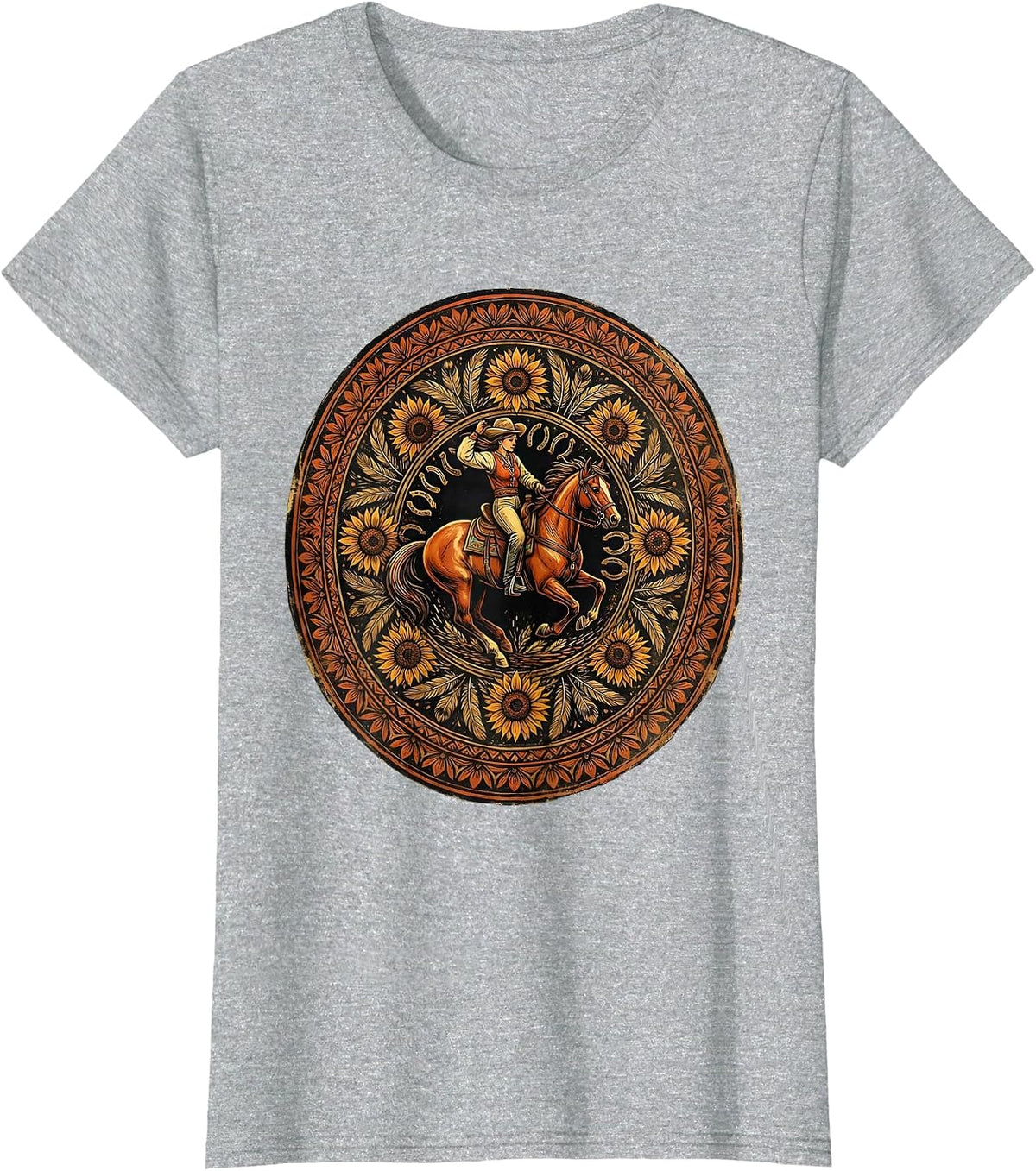 Barrel Racer Leaning Into The Turn Rodeo Graphic T-Shirt - Heather Grey