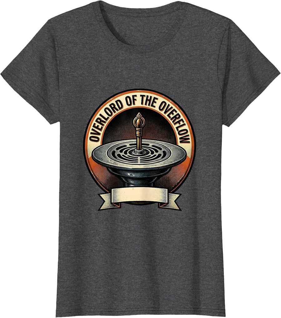 Women's Overlord Of The Overflow Funny HVAC Technician Maintenance T-Shirt - Dark Heather Grey