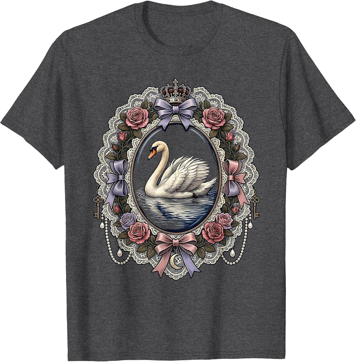 Men's Gigi Swan Moonlit Water Illustration T-Shirt - Dark Heather Grey