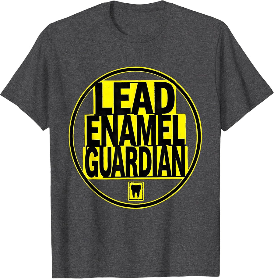 Men's Lead Enamel Guardian Funny Dental Hygienist Pun Humor T-Shirt - Dark Heather Grey