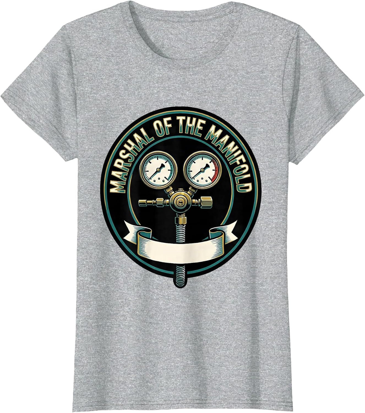 Marshal Of The Manifold Sign Painter HVAC Tech Maintenance T-Shirt - Heather Grey