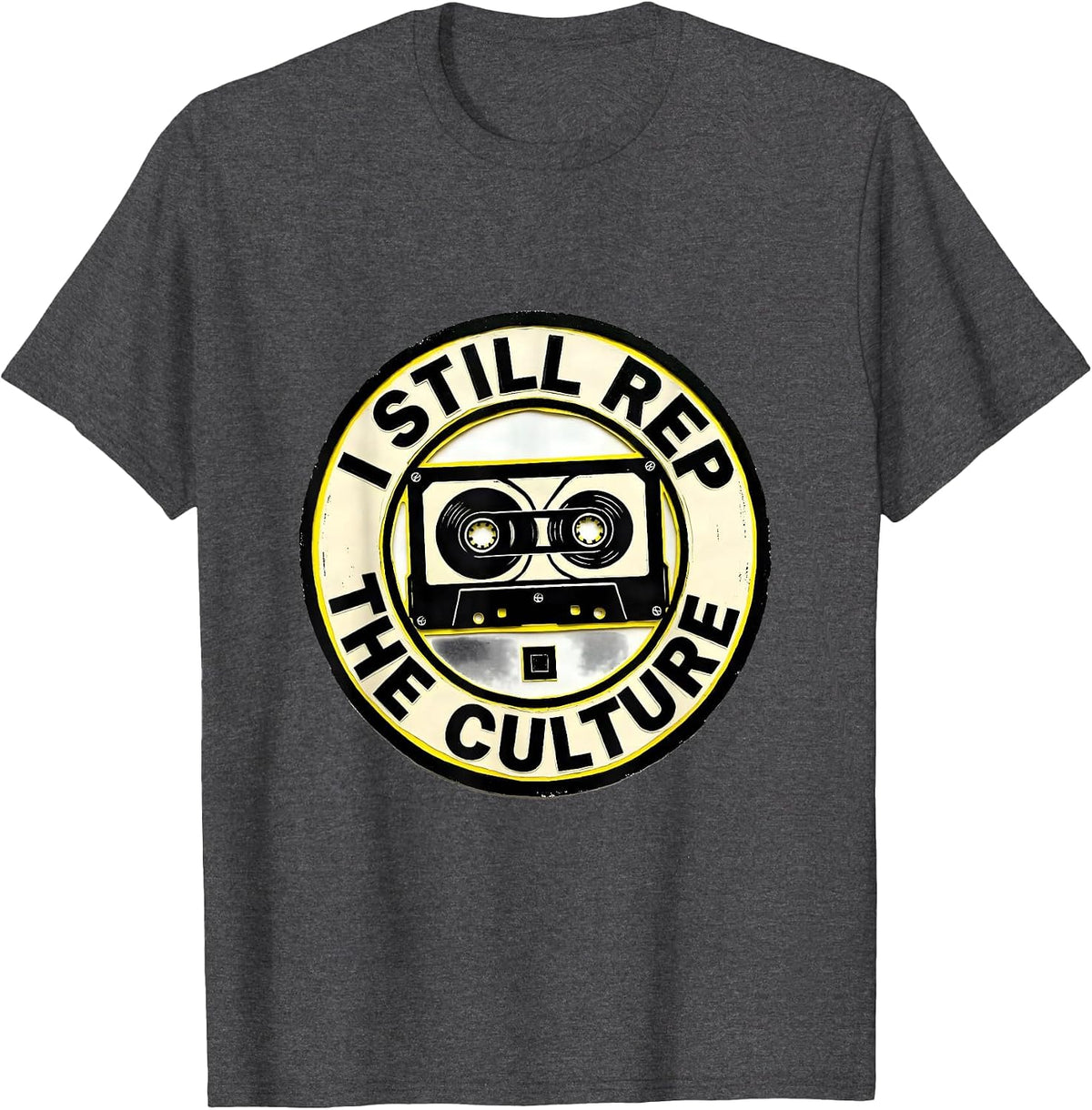Men's I Still Rep The Culture Stencil Graphic Hip Hop Rap T-Shirt - Dark Heather Grey