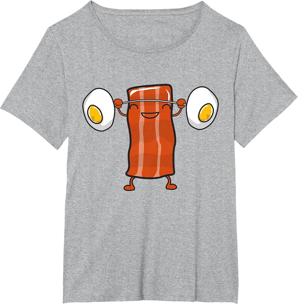 Bacon Lifting Eggs Funny Keto Snatch Squat Barbell Weight T-Shirt - Heather Grey