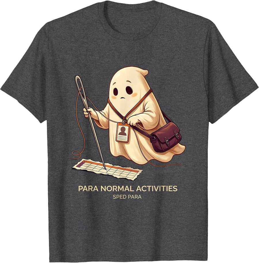 Para Normal Activities SPED Para Ghost Halloween T-Shirt - Dark Heather Grey
