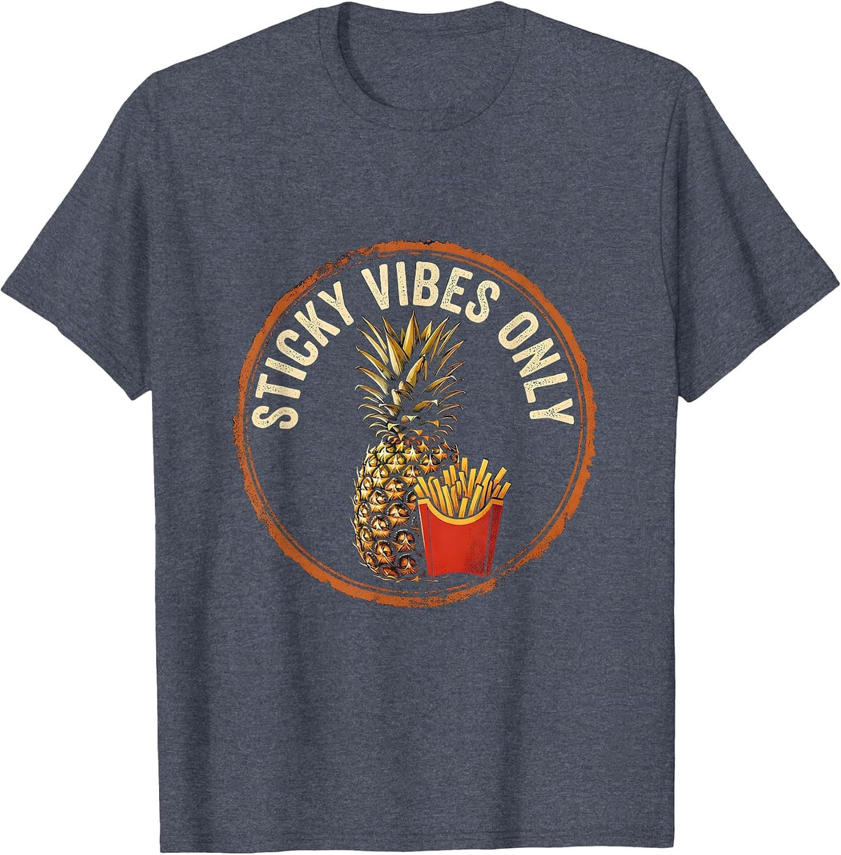 Sticky Vibes Only Rubber Stamp IVF Embryo Transfer Day T-Shirt - Heather Blue
