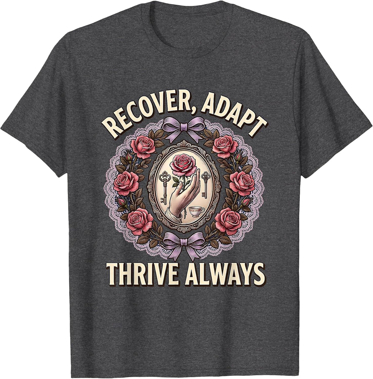 Recover Adapt Thrive Occupational Therapy Design T-Shirt - Dark Heather Grey