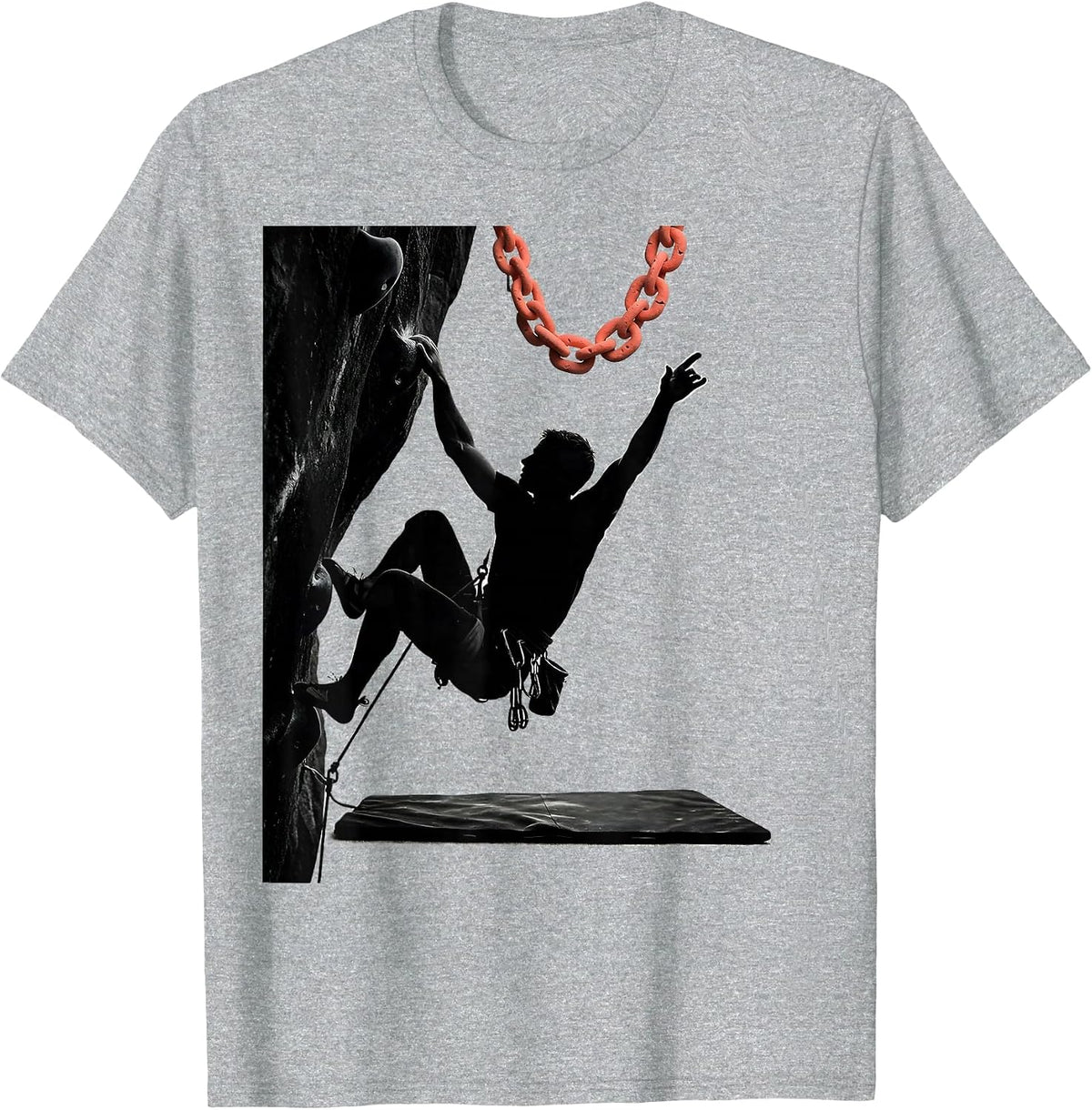 Men's Climber Silhouette Bouldering Humor Rock Climbing Gift T-Shirt - Heather Grey