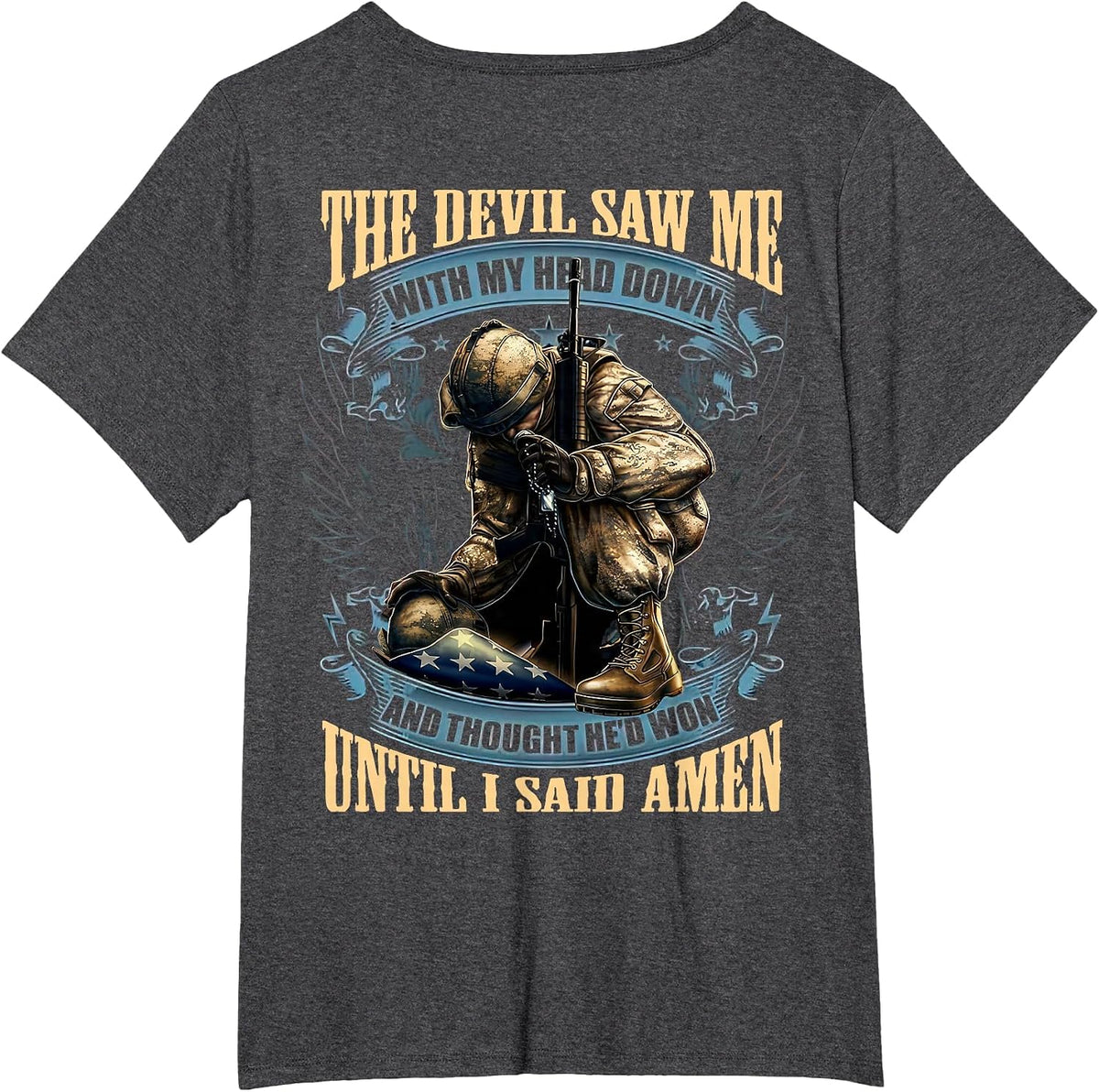 The Devil Saw Me with My Head Down and Thought He'd Won T-Shirt - Dark Heather Grey