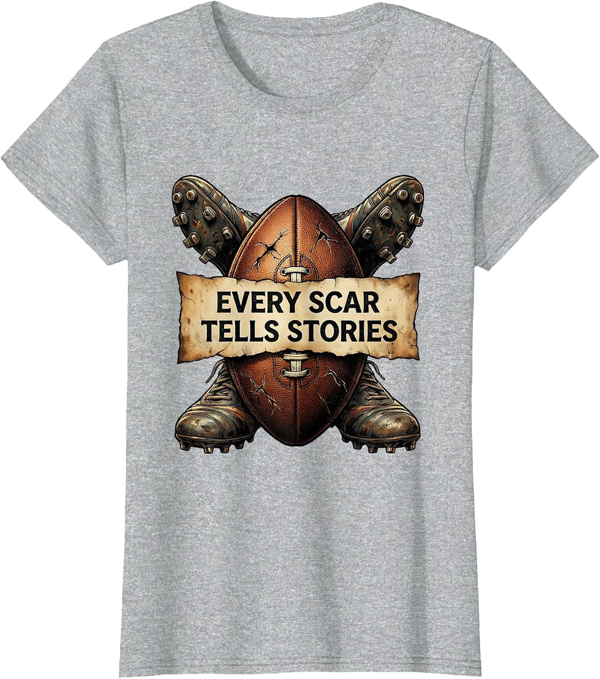 Every Scar Tells Stories Rugby Graphic Design T-Shirt - Heather Grey