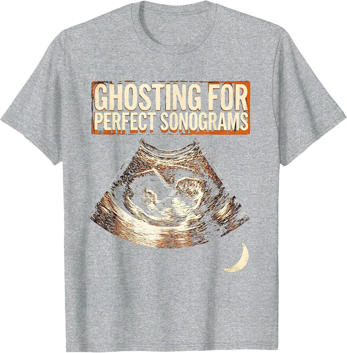 Men's Ghosting For Perfect Sonograms Linocut Sonographer Halloween T-Shirt - Heather Grey