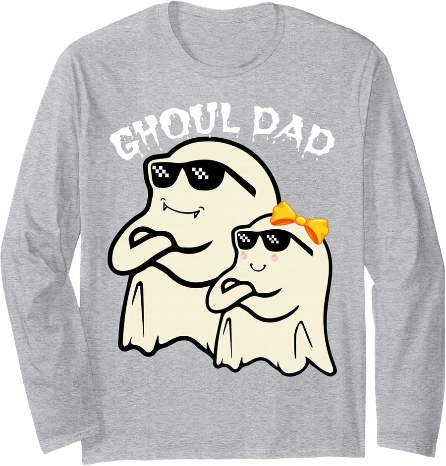 Ghoul Dad Daddy Funny Matching Family Halloween Costume 2024 Long Sleeve T-Shirt - Adult Unisex Heather Grey