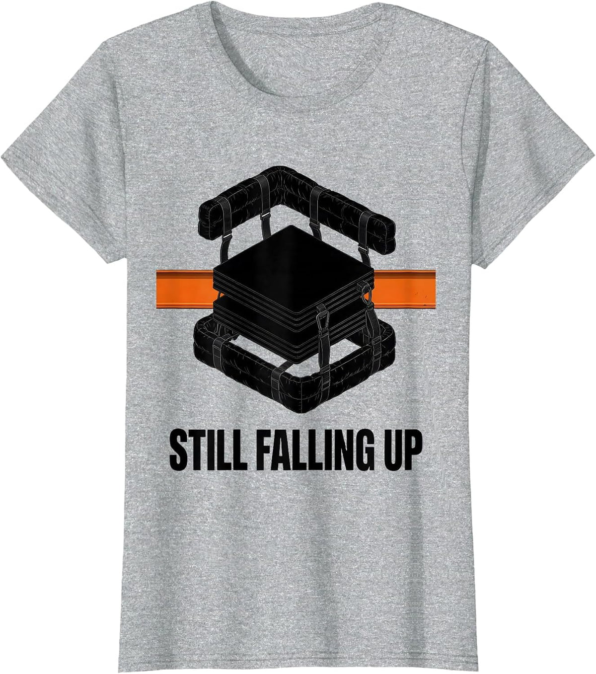 Still Falling Up Brutalist Graphic Rock Climbing Bouldering T-Shirt - Heather Grey