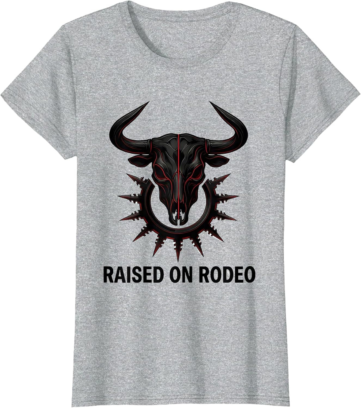 Raised on Rodeo Western Cowboy Design T-Shirt - Heather Grey