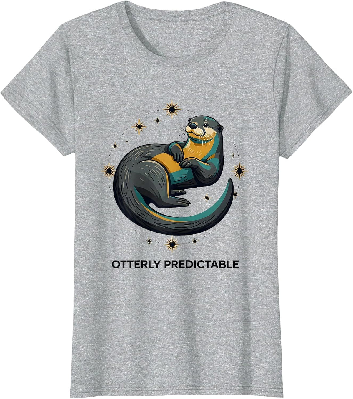 Women's Otterly Predictable Midcentury Modern Otter Lover Pun Humor T-Shirt - Heather Grey