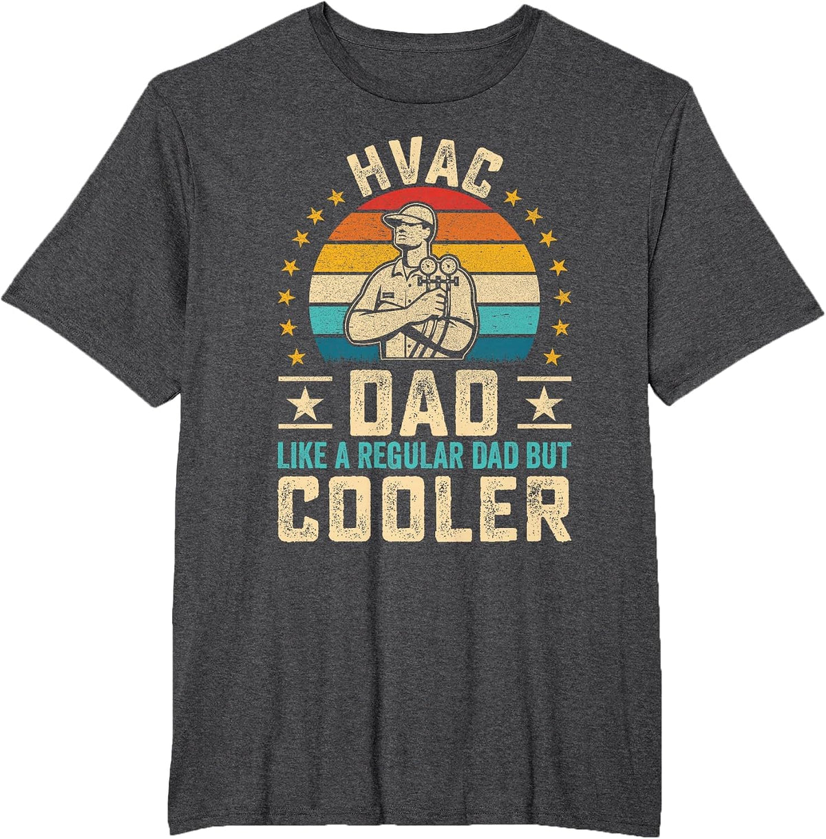 Father Technician- HVAC Dad Like a Regular Dad But Cooler T-Shirt - Dark Heather Grey