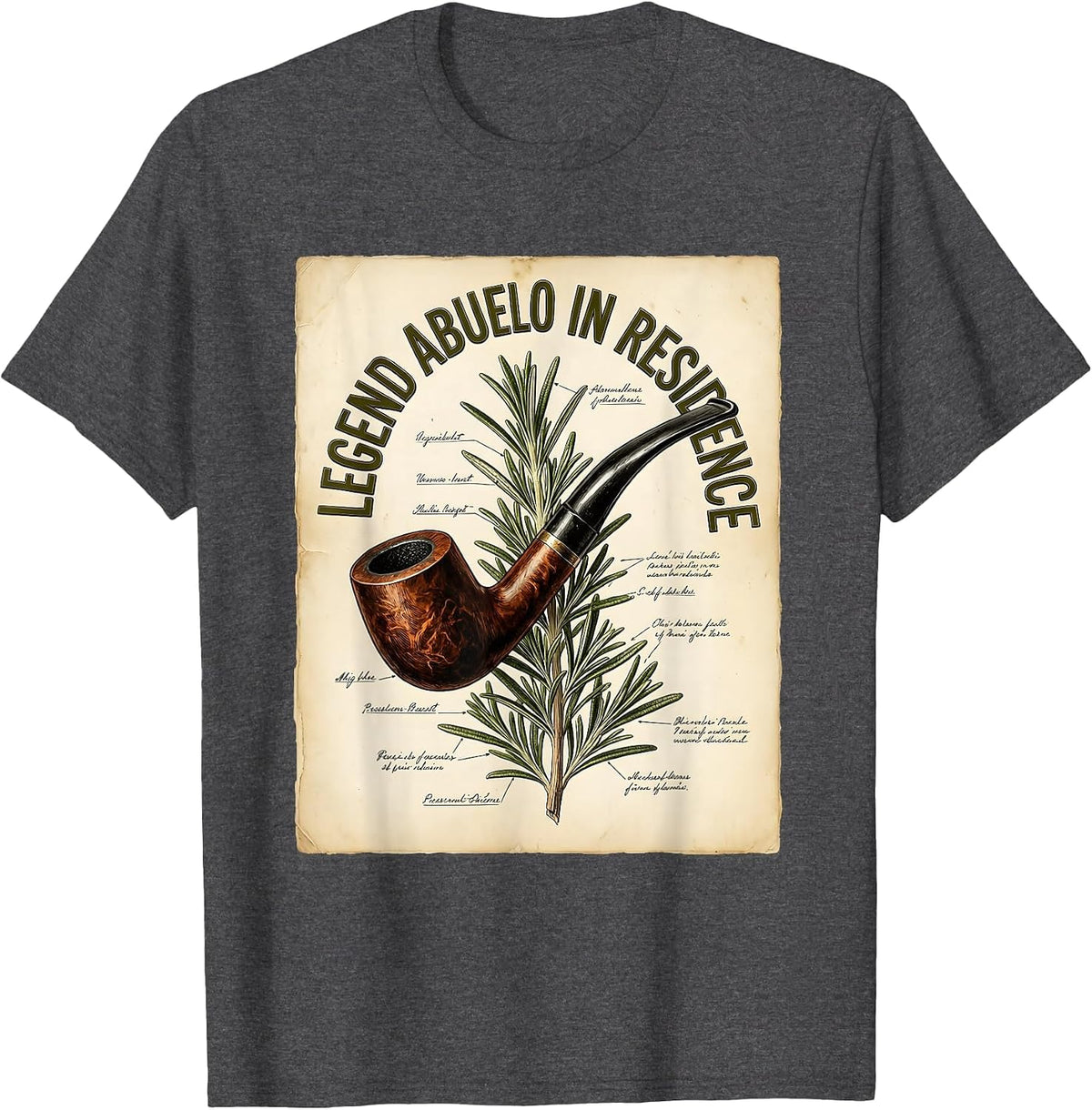 Legend Abuelo In Residence Grandfather Design T-Shirt - Dark Heather Grey
