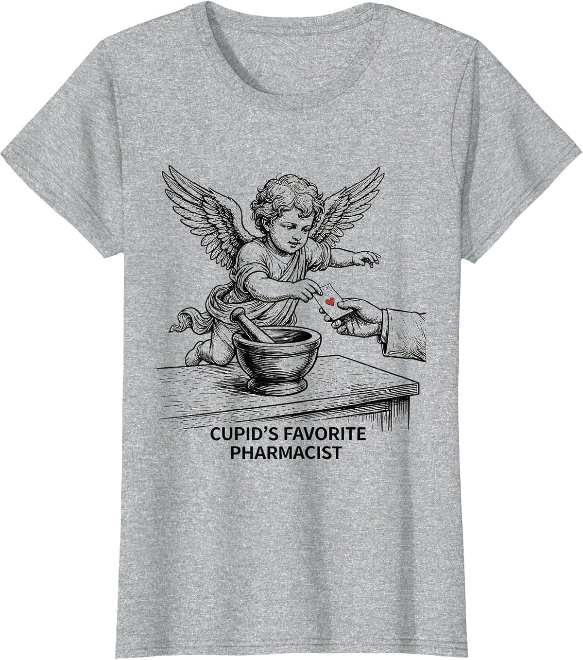 Women's Cupid's Favorite Pharmacist Funny Valentine Pharmacist Gift T-Shirt - Heather Grey