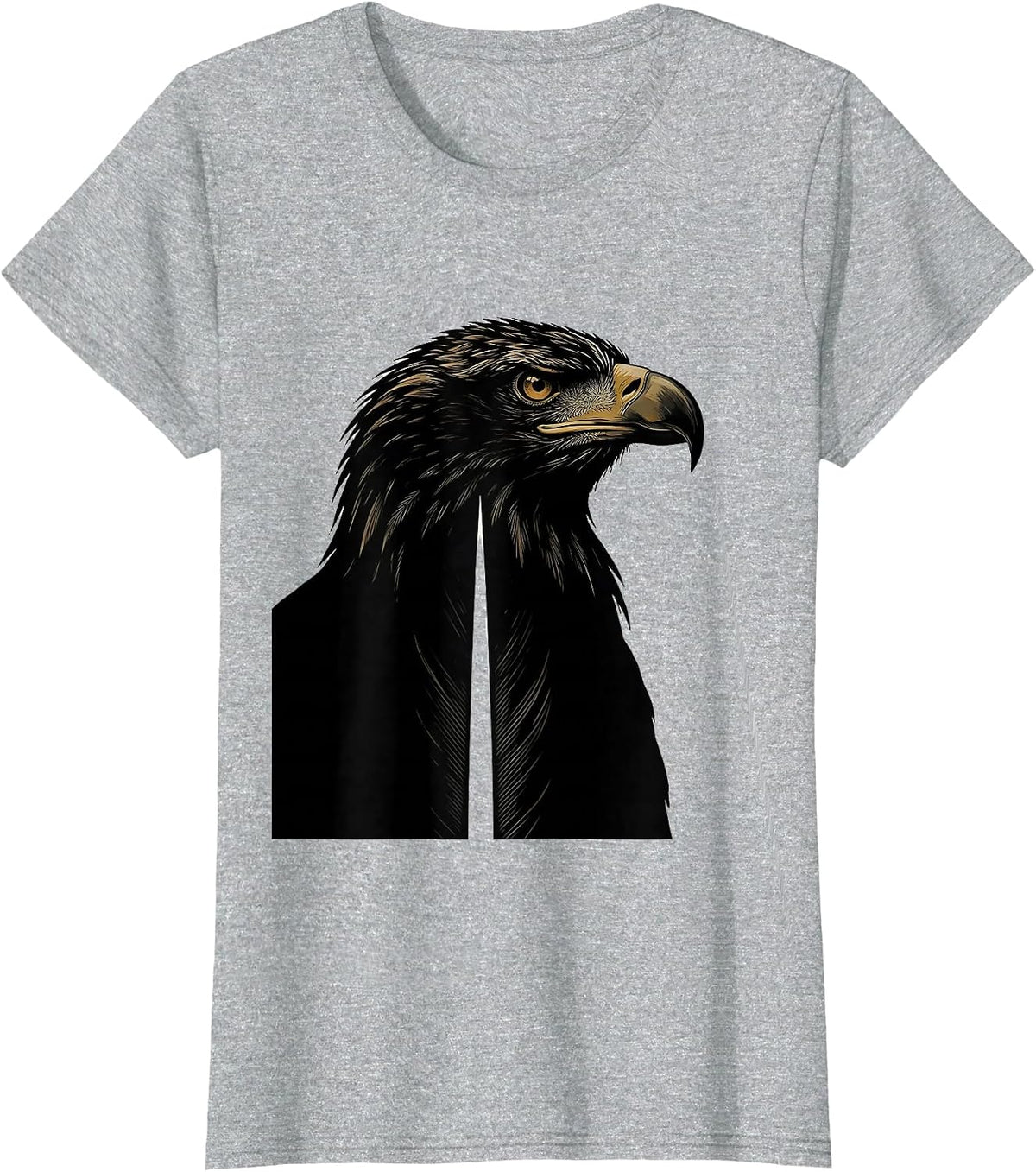 Women's Bald Eagle Minimalist Faith Mascot Pride T-Shirt - Heather Grey