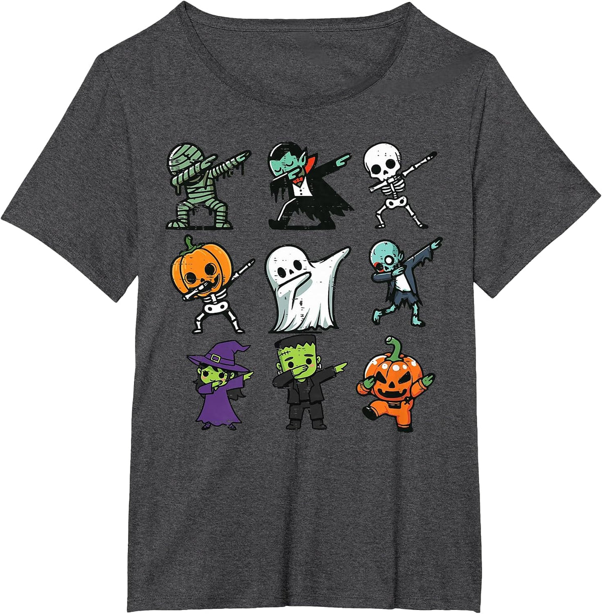 Halloween Ghost Pumpkin Skeleton Dab Costume Boys Girls Kids T-Shirt - Dark Heather Grey