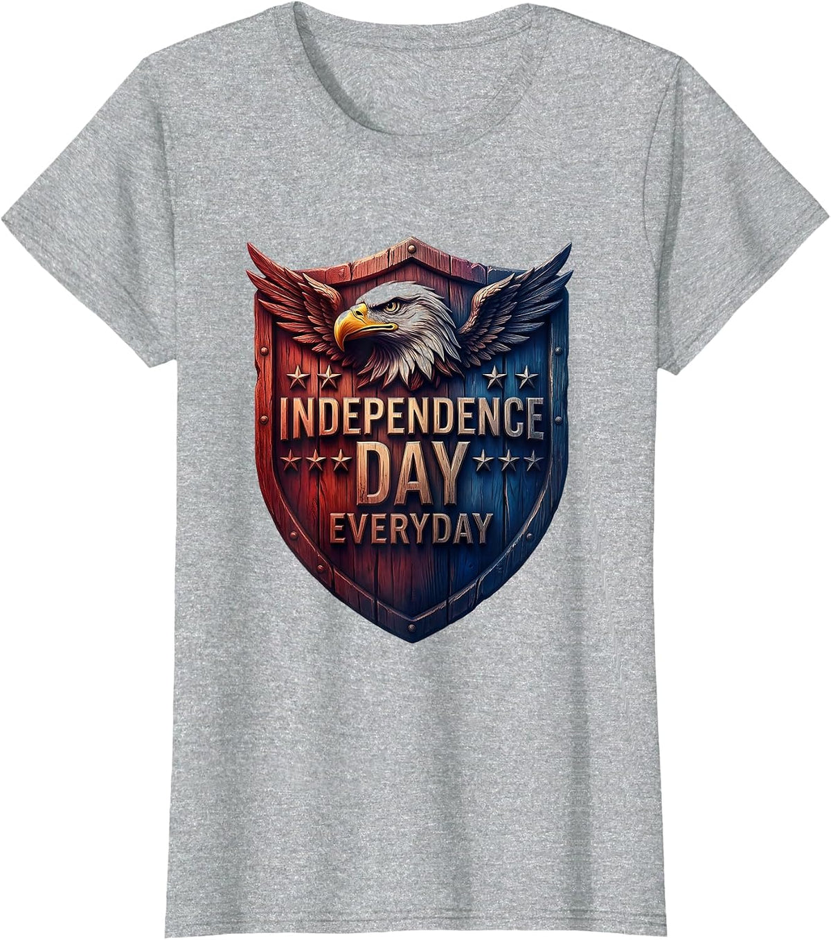 Independence Day Everyday Patriotic Design T-Shirt - Heather Grey
