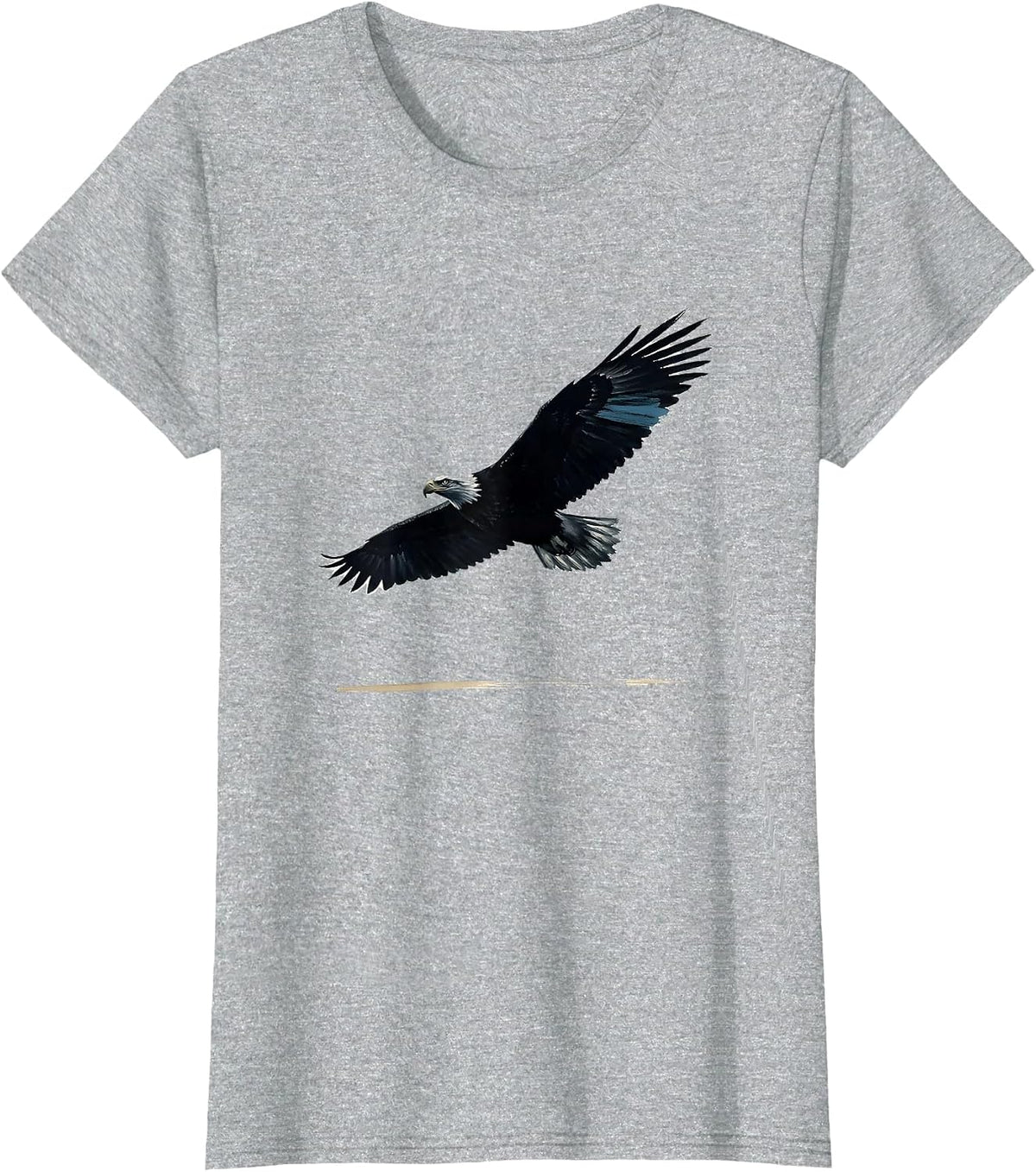 Women's Bald Eagle Silhouette Ink Brush Nature Lover T-Shirt - Heather Grey