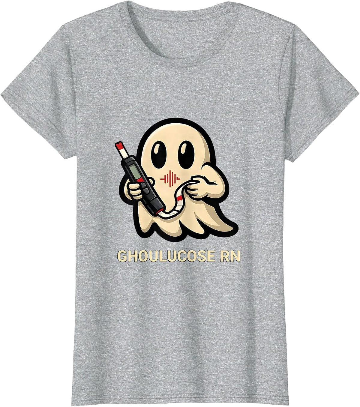 Ghoulucose RN Funny Halloween Nurse Medical Humor T-Shirt - Heather Grey