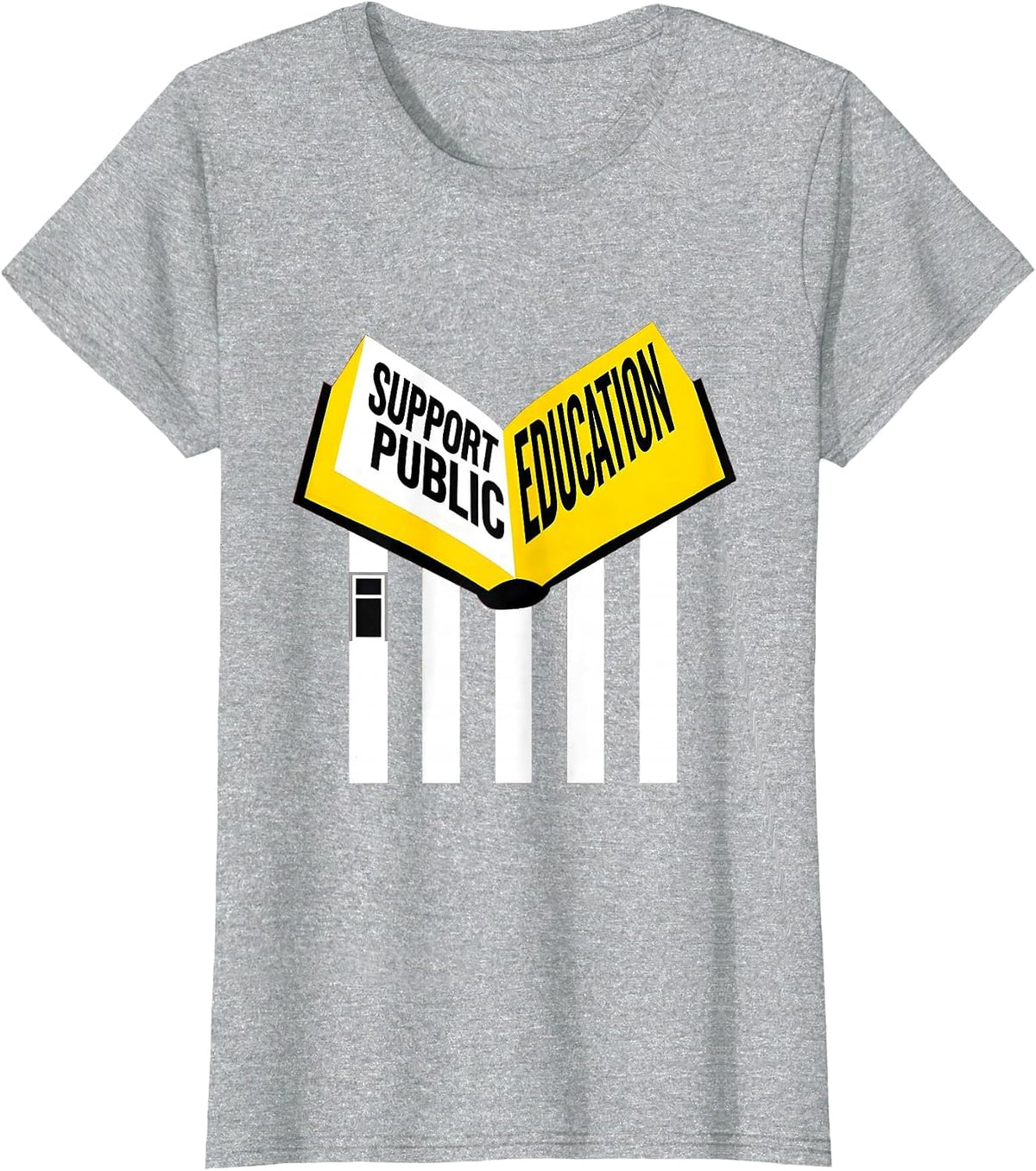 Support Public Education Bauhaus Teacher Red For Ed Protest T-Shirt - Heather Grey