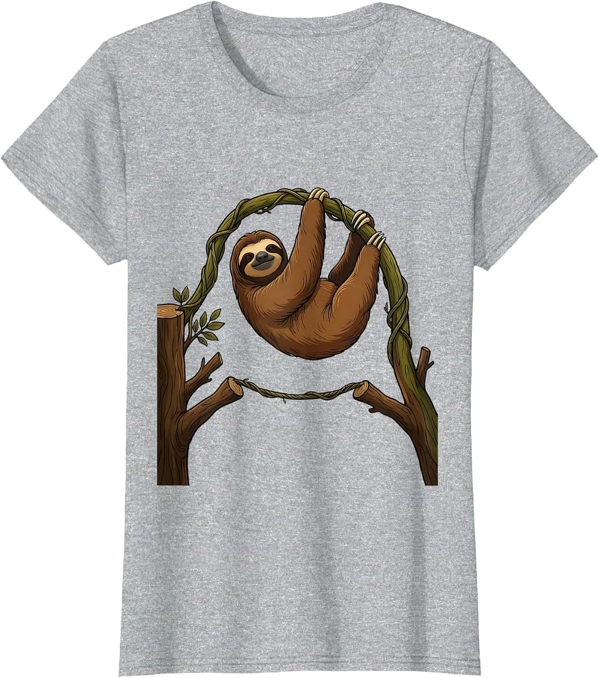 Women's Sloth Vine Chill Humor Novelty Gift T-Shirt - Heather Grey
