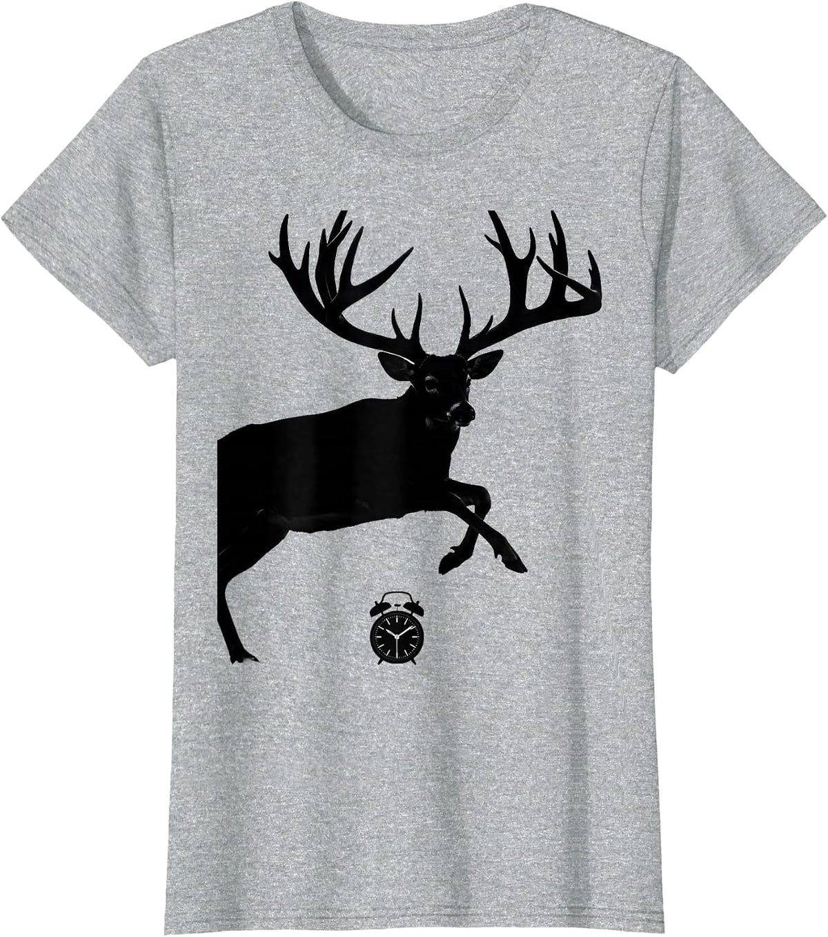 Women's Oversized Leaping Whitetail Deer Hunter Dad Humor T-Shirt - Heather Grey