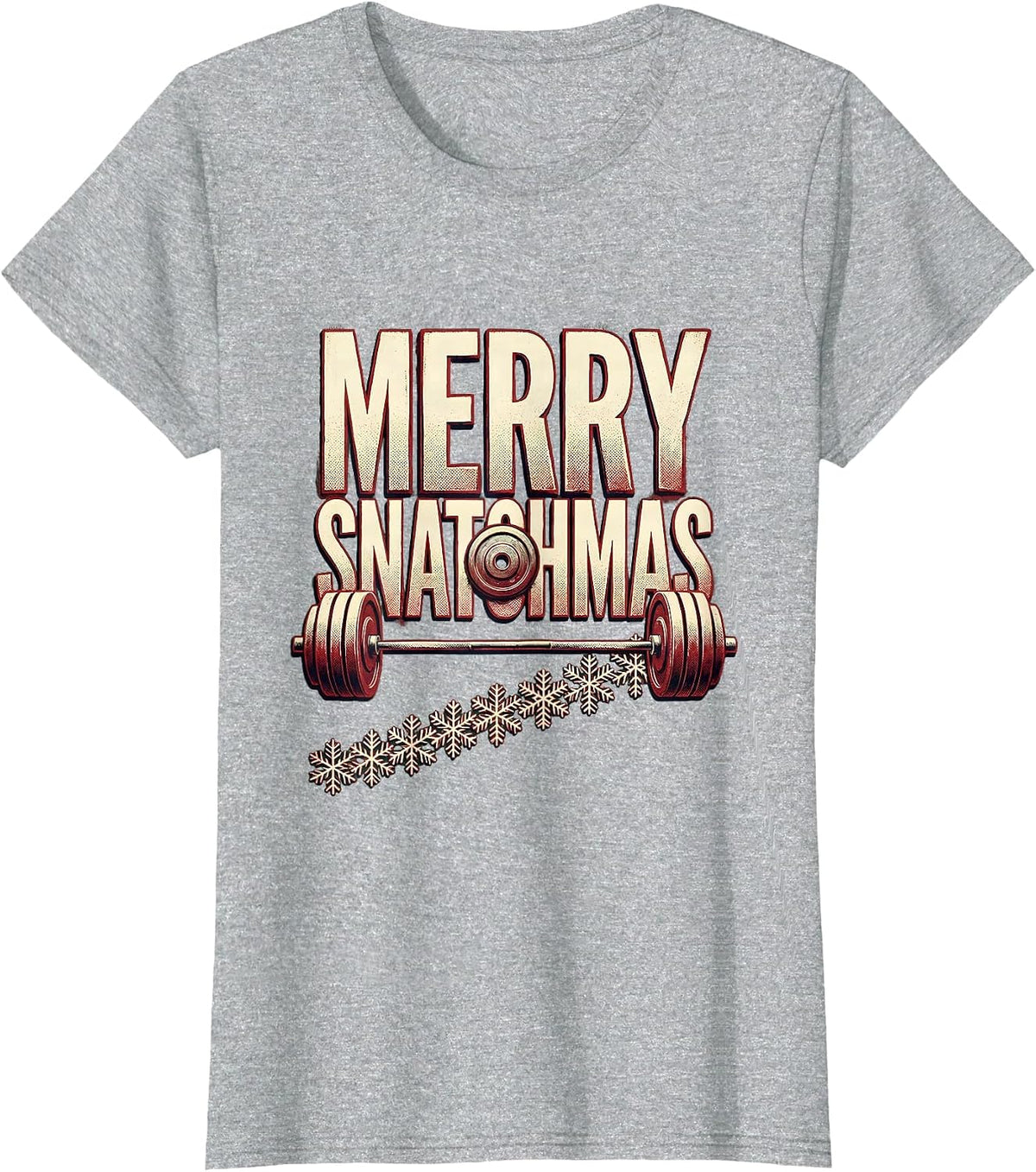 Women's Merry Snatchmas Funny Christmas Gym Workout Weightlifting T-Shirt - Heather Grey