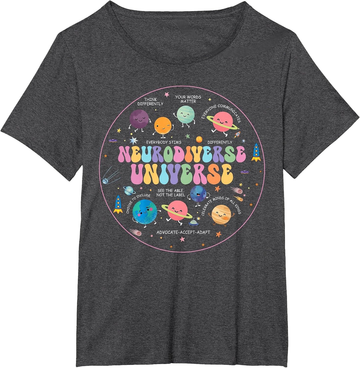 Autism Awareness Neurodiverse Universe IEP Paraprofessional T-Shirt - Dark Heather Grey