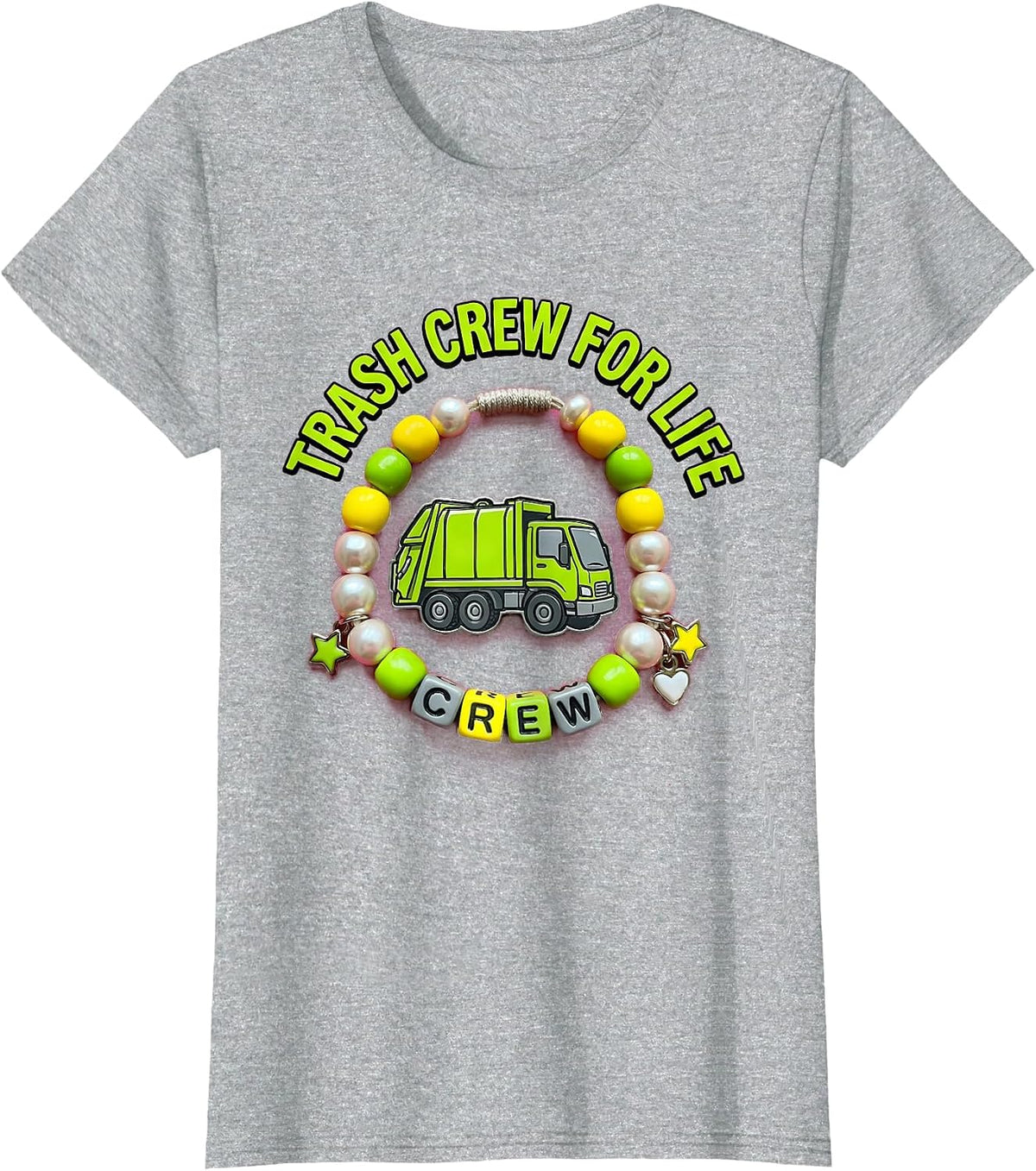 Trash Crew For Life Garbage Truck Design T-Shirt - Heather Grey