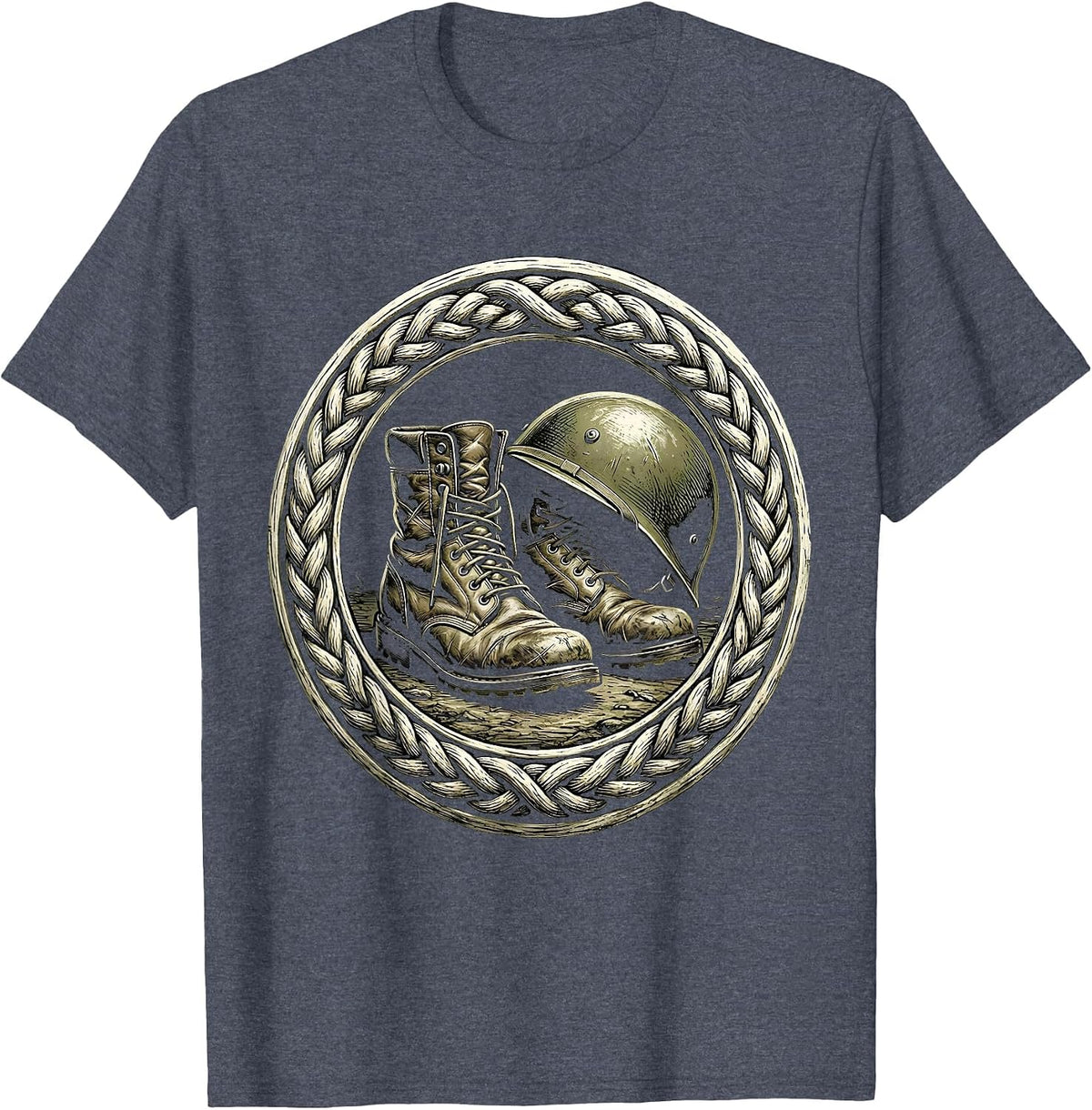 Boots on the Ground Soldier Memorial Graphic T-Shirt - Heather Blue