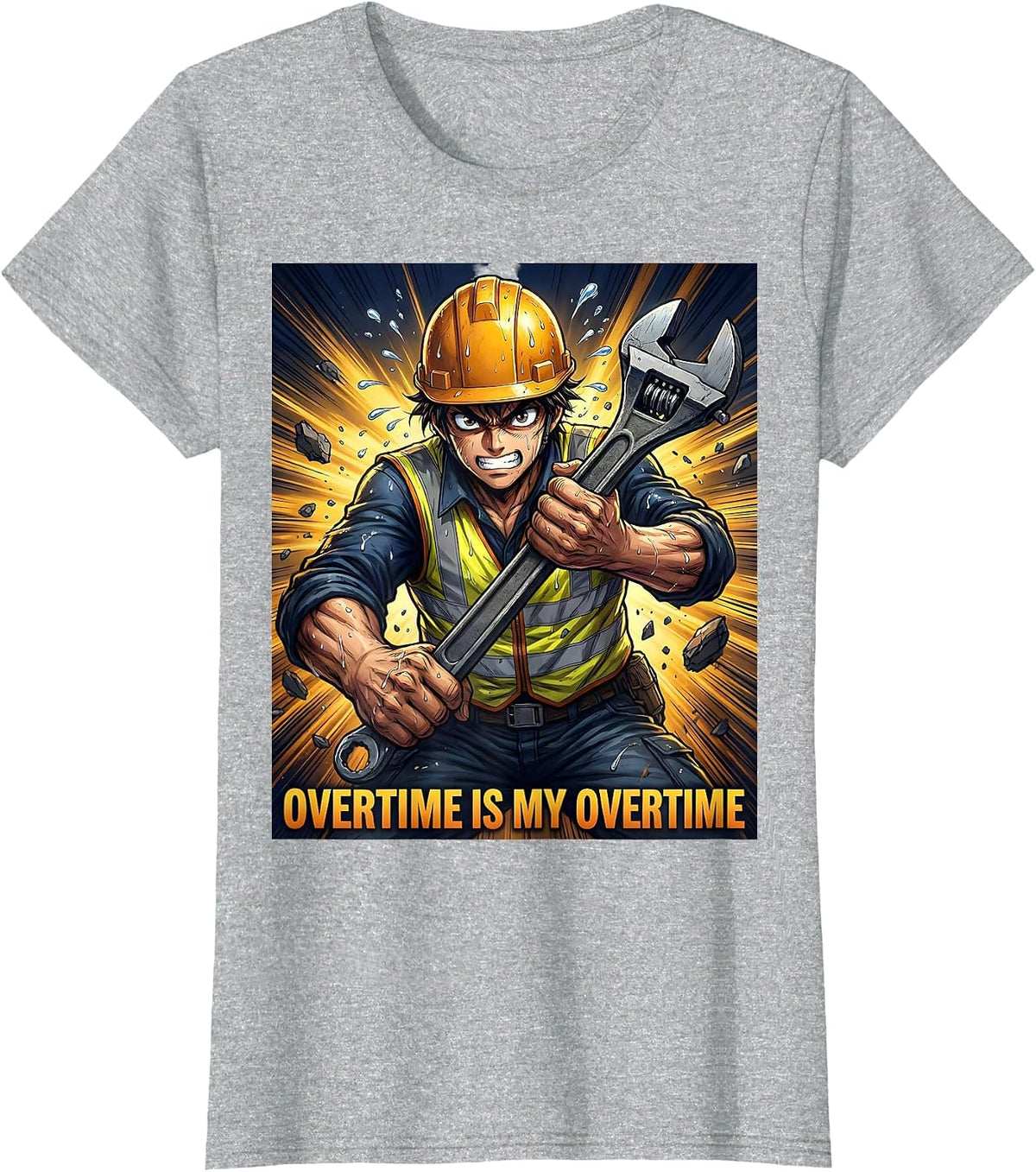 Overtime Is My Overtime Hustle Grind Design T-Shirt - Heather Grey