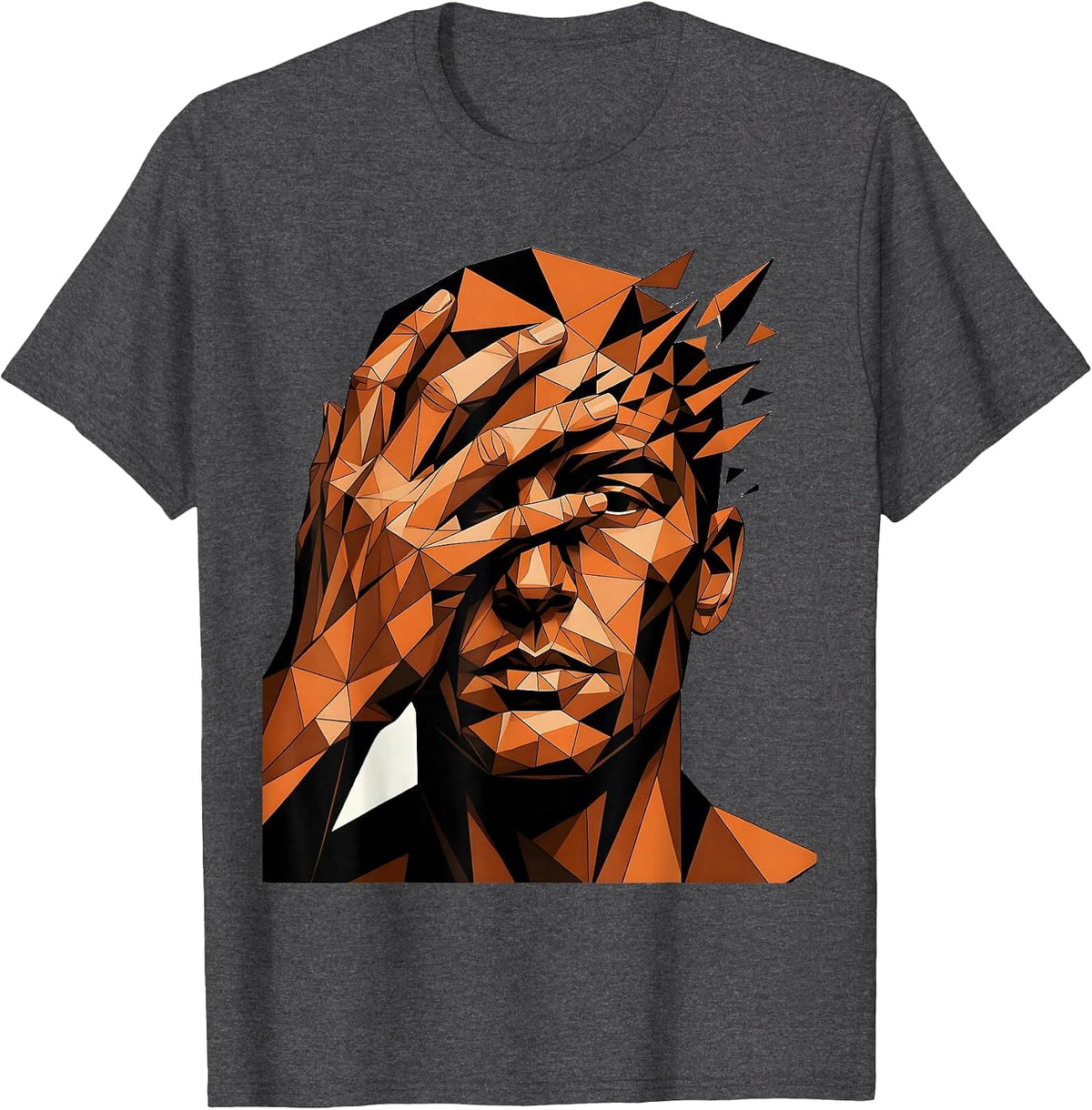 Hand Sculpting Clay Face Pottery Art Design T-Shirt - Dark Heather Grey