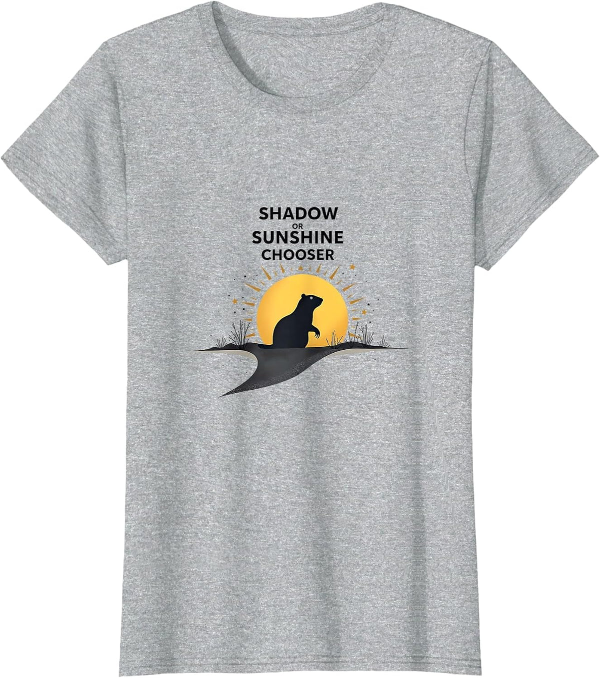 Shadow or Sunshine Chooser Groundhog Day Design T-Shirt - Heather Grey