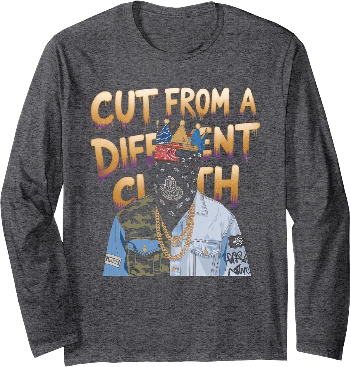 Hip Hop Long Sleeve T-Shirt - Adult Unisex Dark Heather Grey