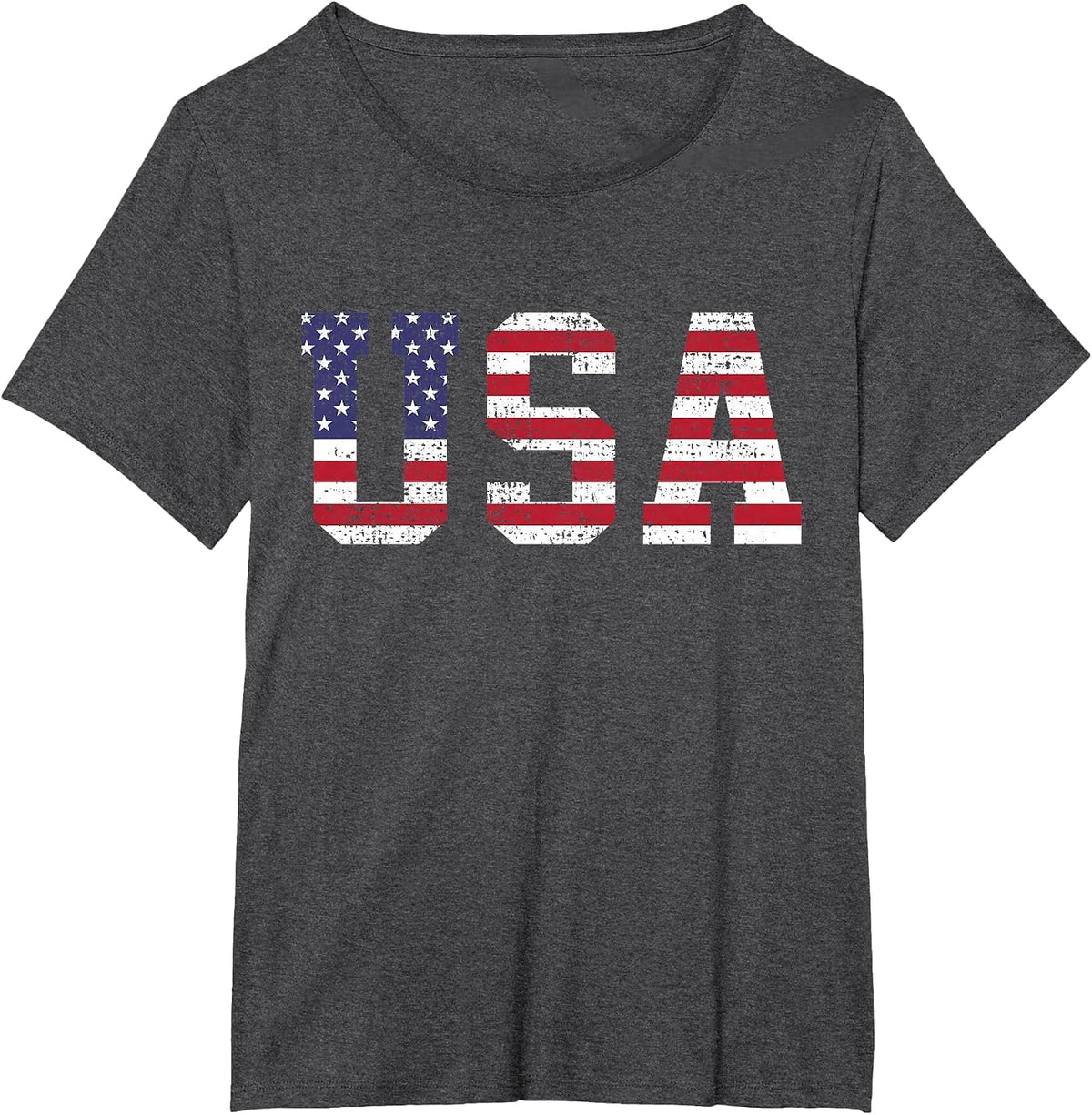 USA American Flag 4th of July T-Shirt - Dark Heather Grey
