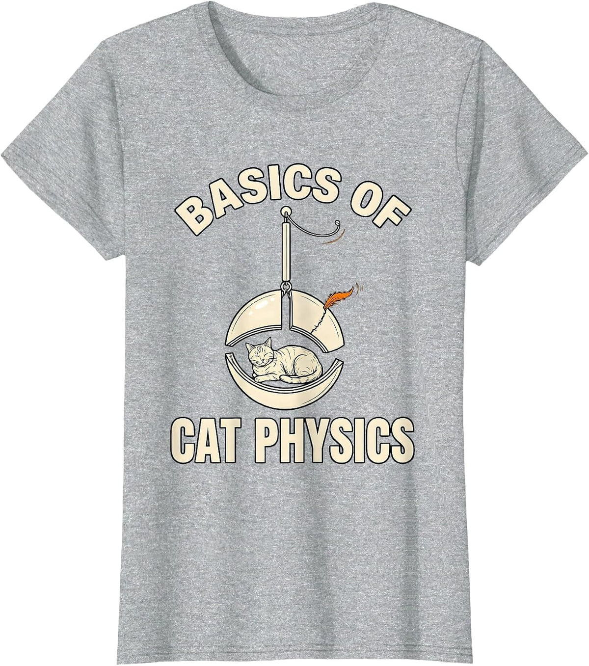 Women's Basics Of Cat Physics Funny Math Cat Teacher Gift T-Shirt - Heather Grey