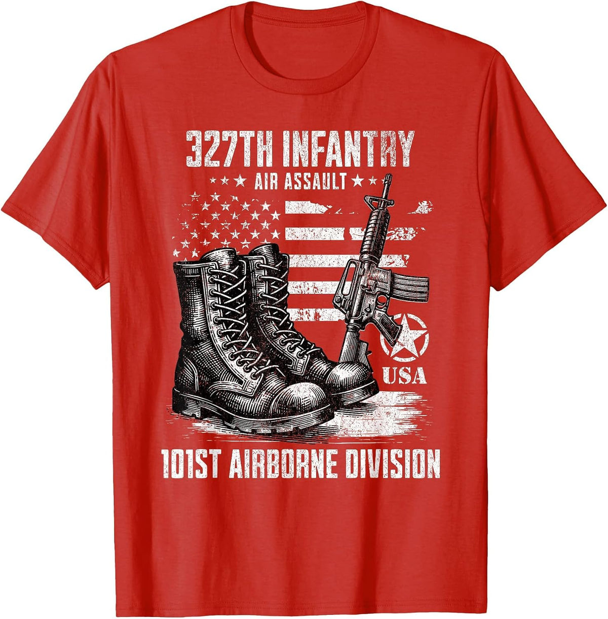 327th Infantry Regiment 101st Airborne Division Veteran T-Shirt - Red