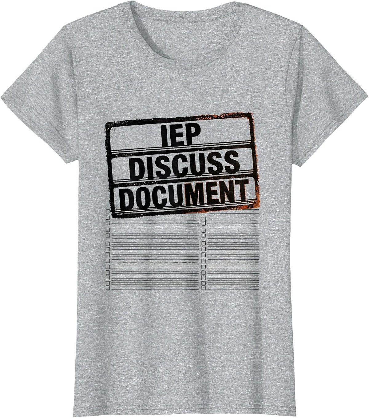 Women's IEP Discuss Document Rubber Stamp Special Education Teacher T-Shirt - Heather Grey