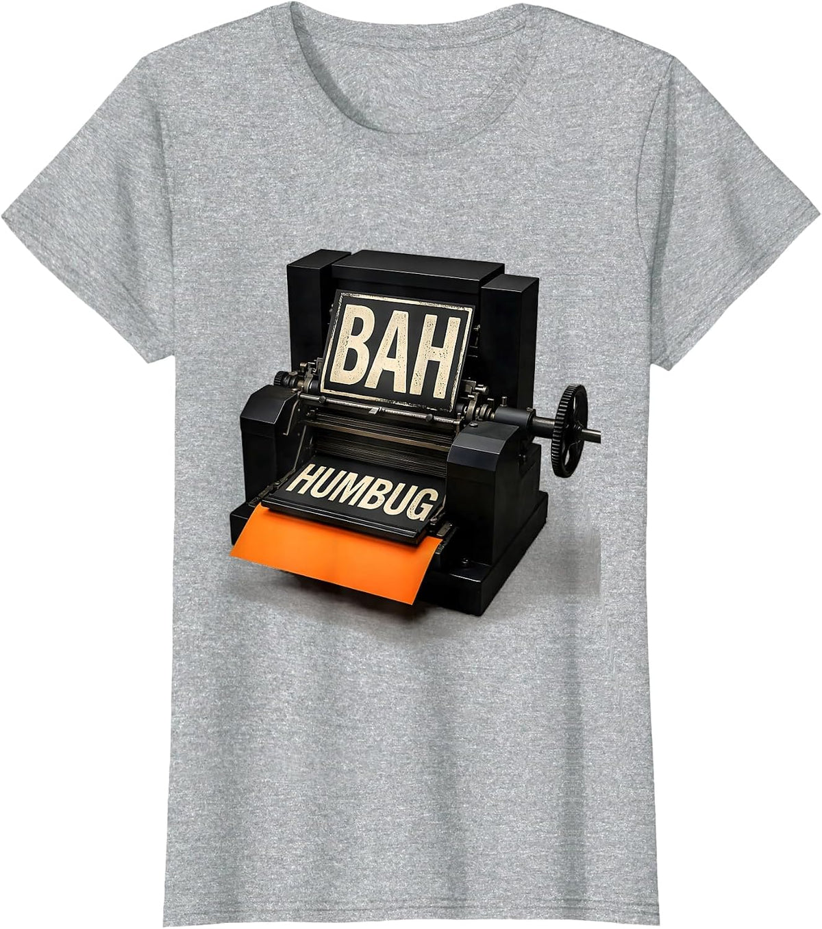 Women's Bah Humbug Vintage Christmas Carol Scrooge Literary Humor T-Shirt - Heather Grey