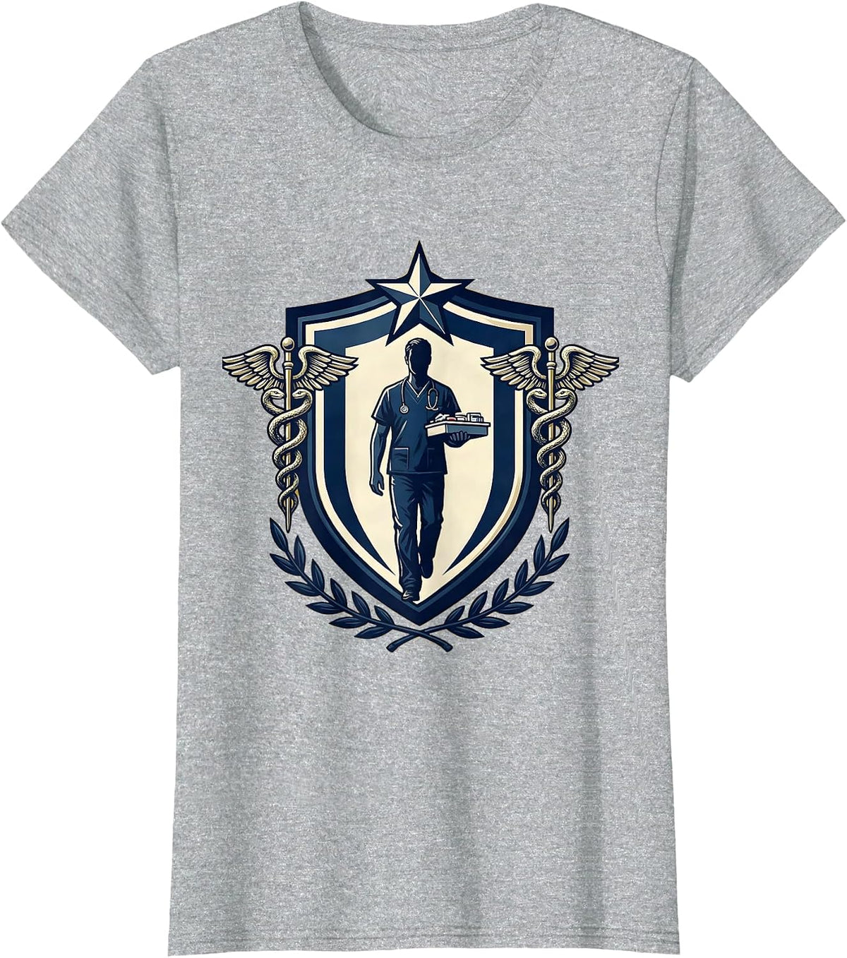 Medical Assistant Rushing with Medicine Tray T-Shirt - Heather Grey