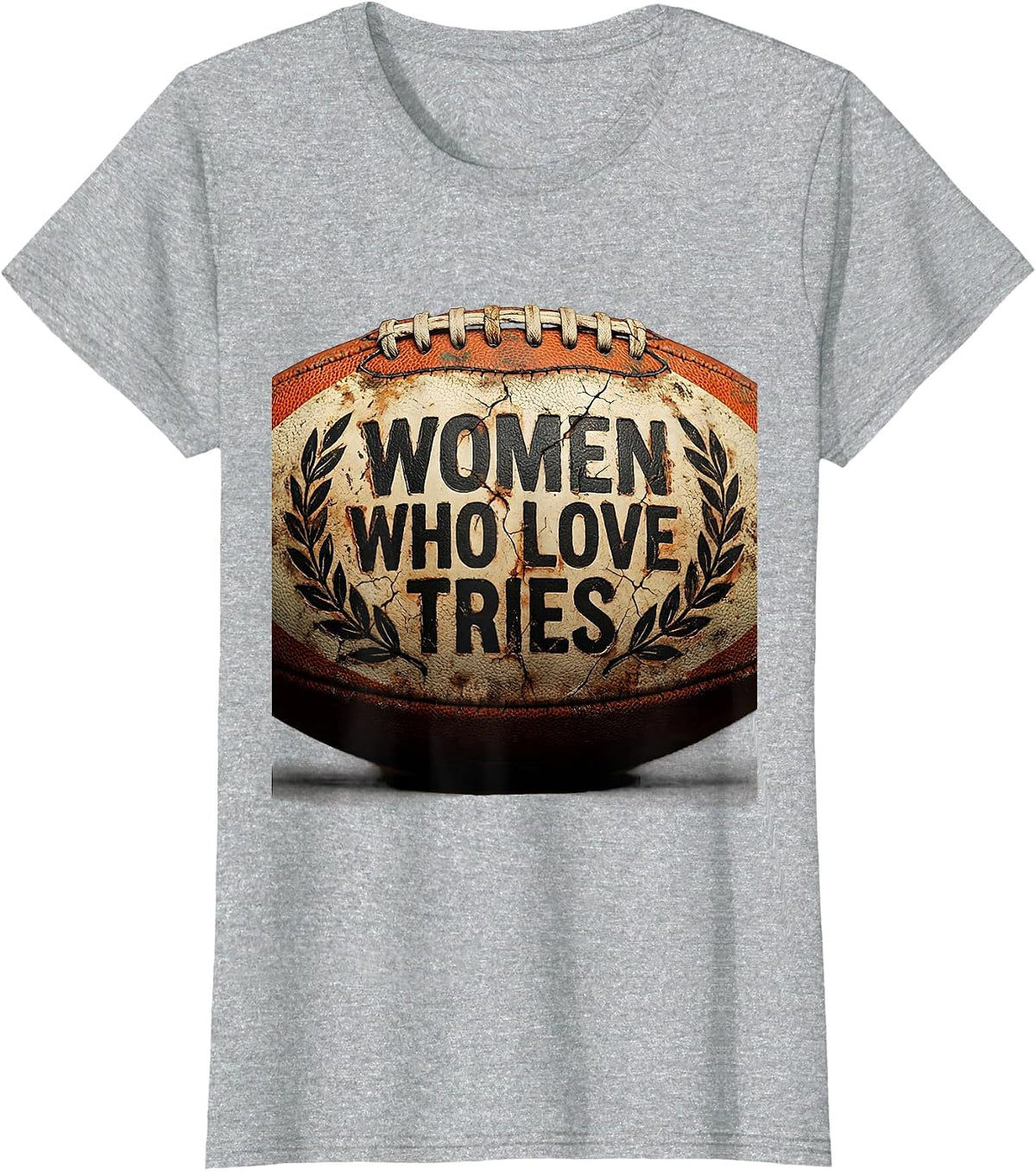 Women Who Love Tries Rugby Fan Design T-Shirt - Heather Grey