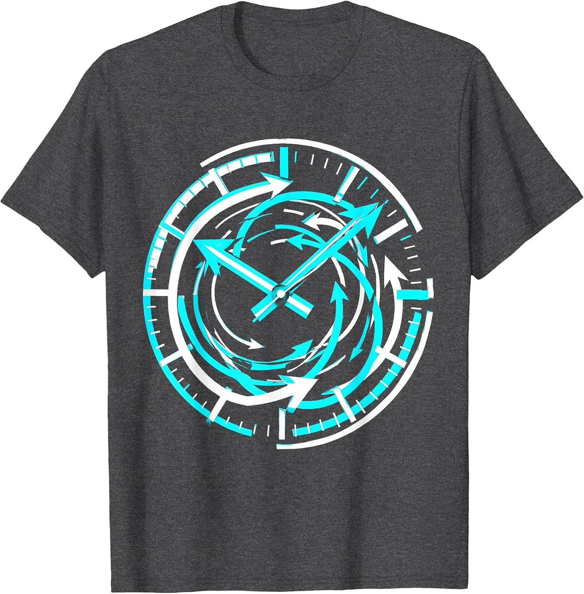 Looping Clock Arrows Time Cycle Illustration T-Shirt - Dark Heather Grey
