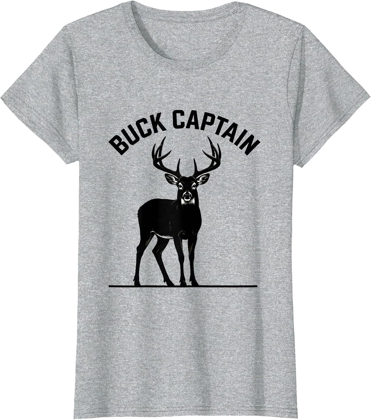 Buck Captain Funny Deer Hunting Hunter Dad Gift T-Shirt - Heather Grey