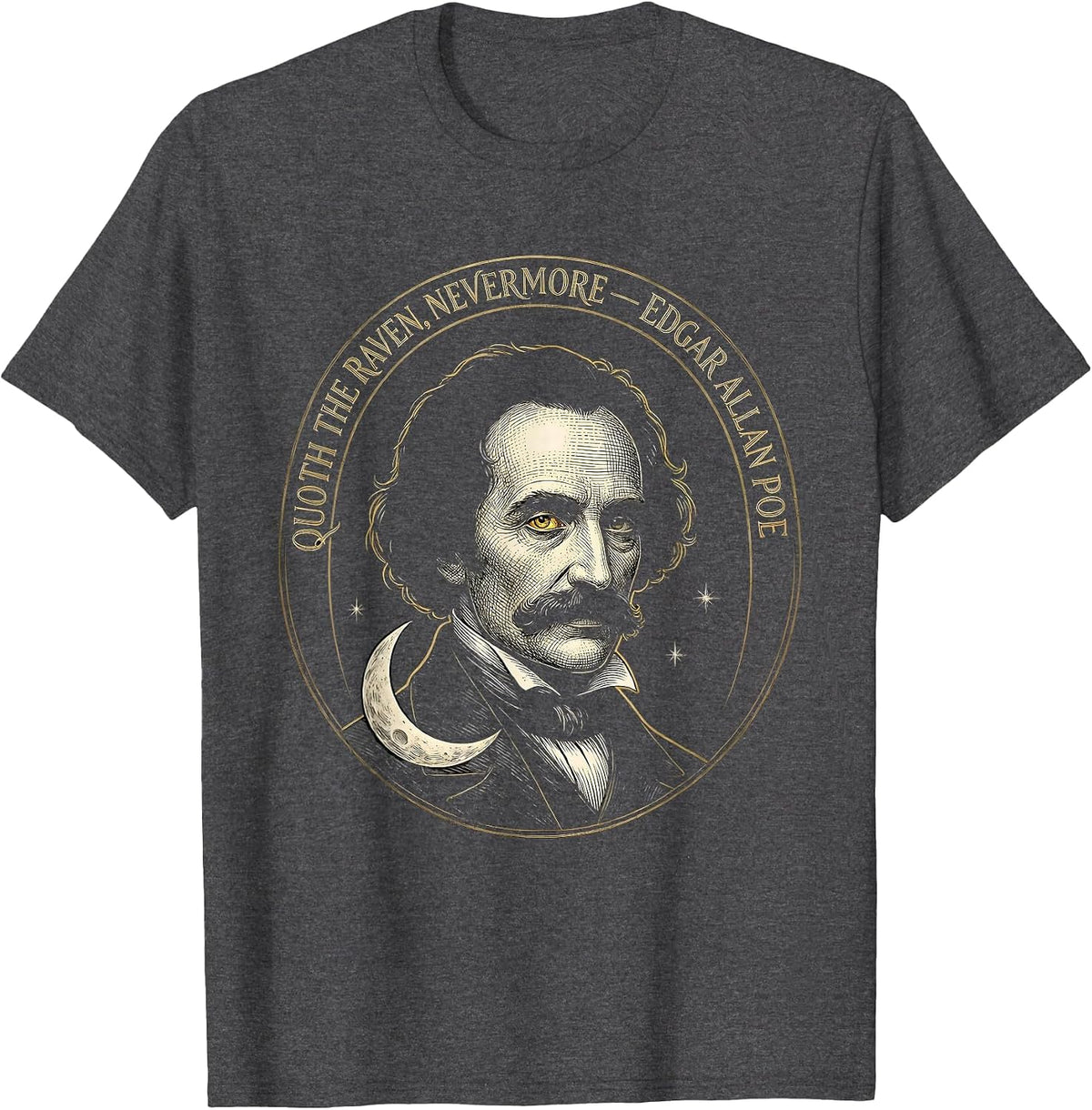 Quoth The Raven Nevermore Edgar Allan Poe Gothic T-Shirt - Dark Heather Grey