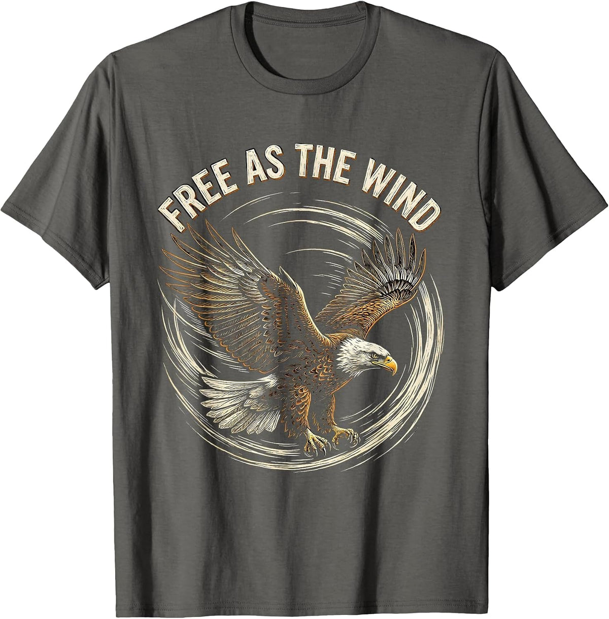 Free as the Wind Live Free Graphic Design T-Shirt - Asphalt Grey