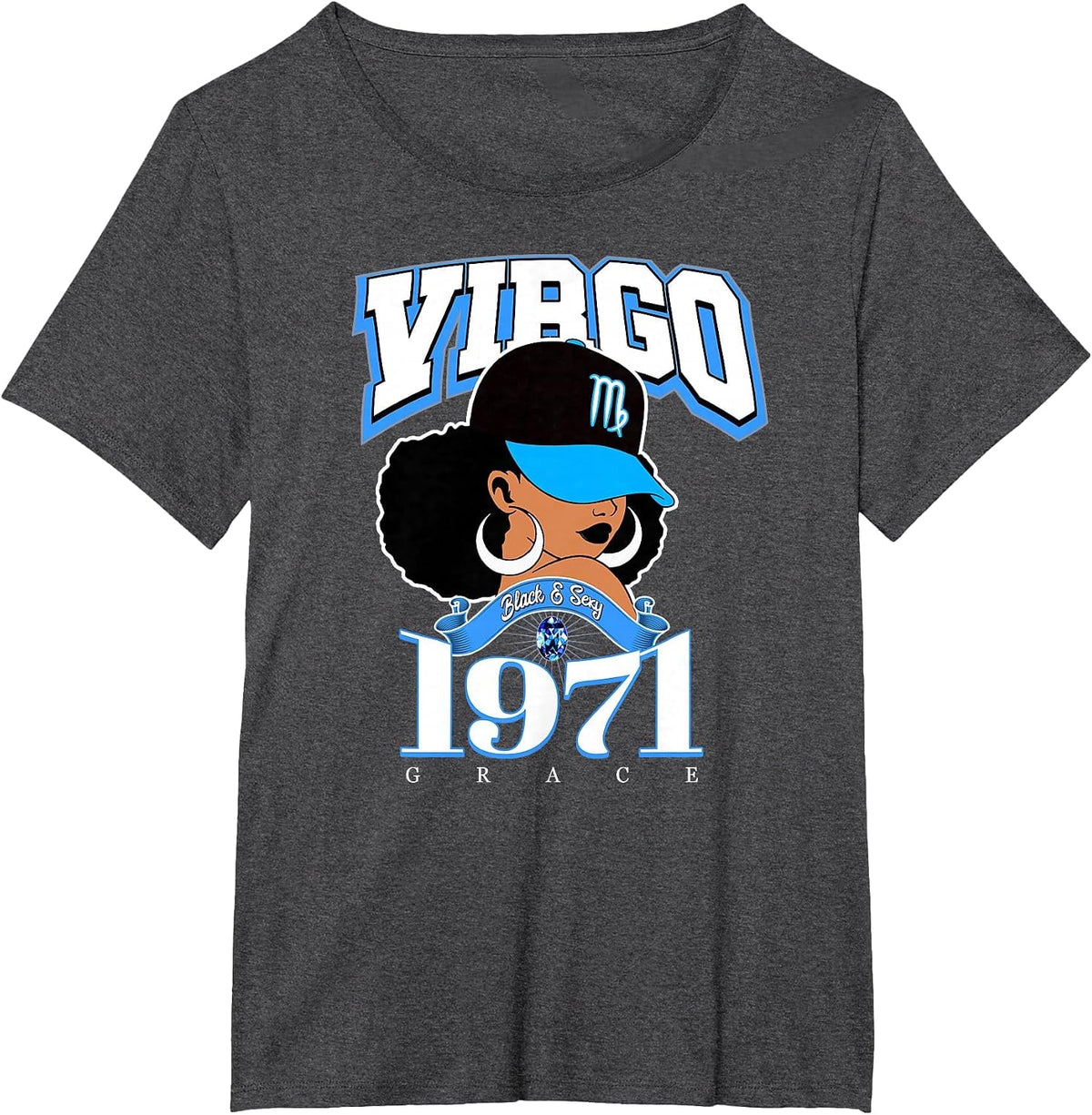 Virgo 1971 Melanin Goddess Astrology Clothing T-Shirt - Dark Heather Grey
